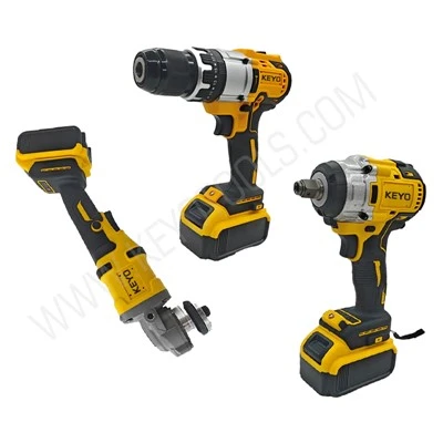 Kit combinado de taladro amoladora y destornillador de impacto de 3 piezas